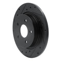 R1 12-18 Ford Focus Rear Left Drilled & Slotted Black Brake Rotor