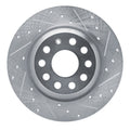 R1 Concepts Brake Rotor Drilled and Slotted Silver Fits Audi Q3