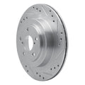 R1 05-09 Subaru Impreza Rear Right Drilled & Slotted Silver Brake Rotor