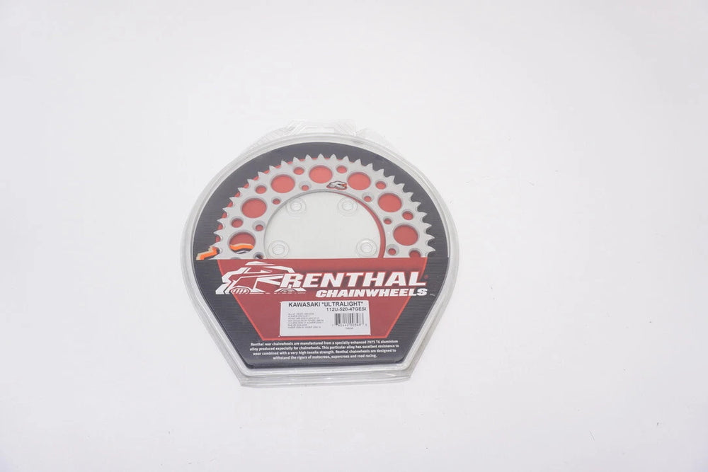 Renthal 87-89 Kawasaki KX250 2-Stroke/ 87-04 KX500 Rear Grooved Sprocket - Silver 520-47P Teeth