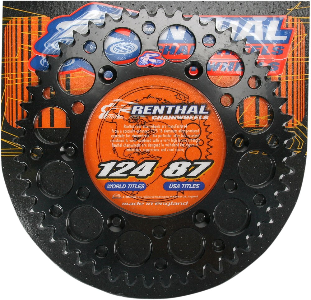 Renthal 20-24 Husq TC250/TX350/FC450/KTM 250-450 SX/XC/SX-F Rear Grvd Sprocket - Blk 520-48P Teeth