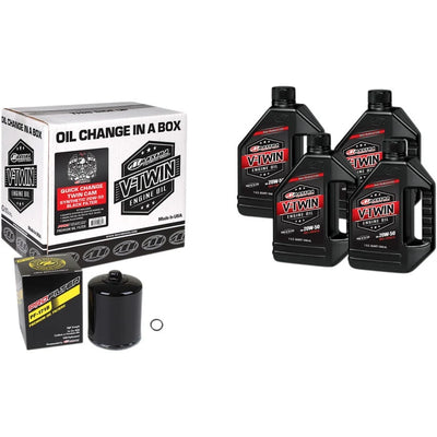 Maxima V-Twin Quick Change Kit Synthetic w/Black Filter Twin Cam