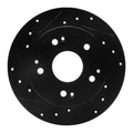 R1 97-06 Acura RSX Rear Left Drilled & Slotted Black Brake Rotor