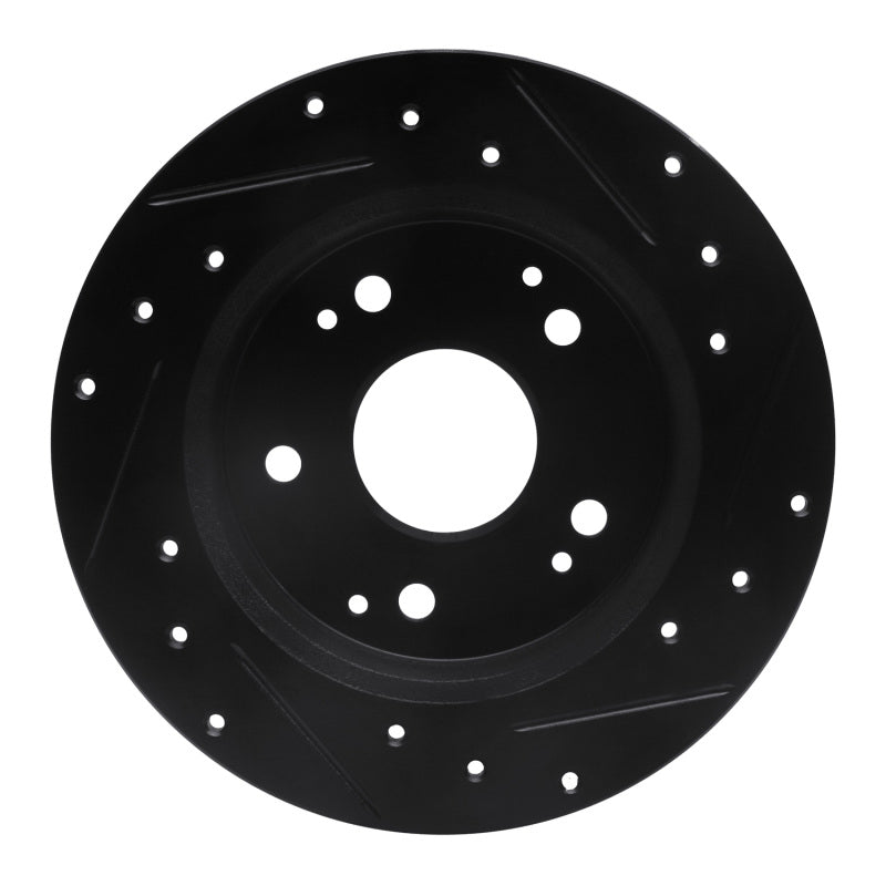 R1 97-06 Acura RSX Rear Left Drilled & Slotted Black Brake Rotor