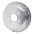 R1 12-23 Subaru Crosstrek Rear Left Drilled & Slotted Silver Brake Rotor