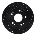 R1 03-08 Acura TSX Rear Right Drilled & Slotted Black Brake Rotor