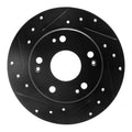 R1 03-08 Acura TSX Rear Left Drilled & Slotted Black Brake Rotor