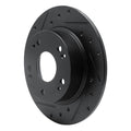 R1 03-08 Acura TSX Rear Left Drilled & Slotted Black Brake Rotor