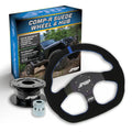 PRP Suede D-Shape Steering Wheel Kit Blue with Quick Release Hub - Universal Weld on Adaptor KG251-04