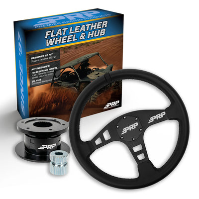 PRP Flat Leather Steering Wheel Kit Blue with Quick Release Hub for Yamaha YXZ Viking Wolverine Rhino KG151-03