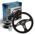 PRP Flat Leather Steering Wheel Kit Red with Quick Release Hub for Polaris RZR Can Am X3 Arctic Cat Wildcat EZ-GO GEM John Deere Gator KG152-02