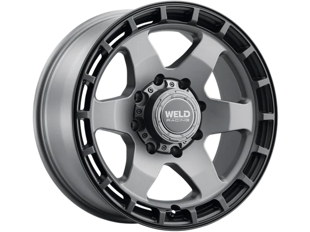 Weld Off-Road Ridge 20x9 - 8x180 BP - ET0 - 124.3mm CB - Satin Gunmetal Wheel (Black Ring)