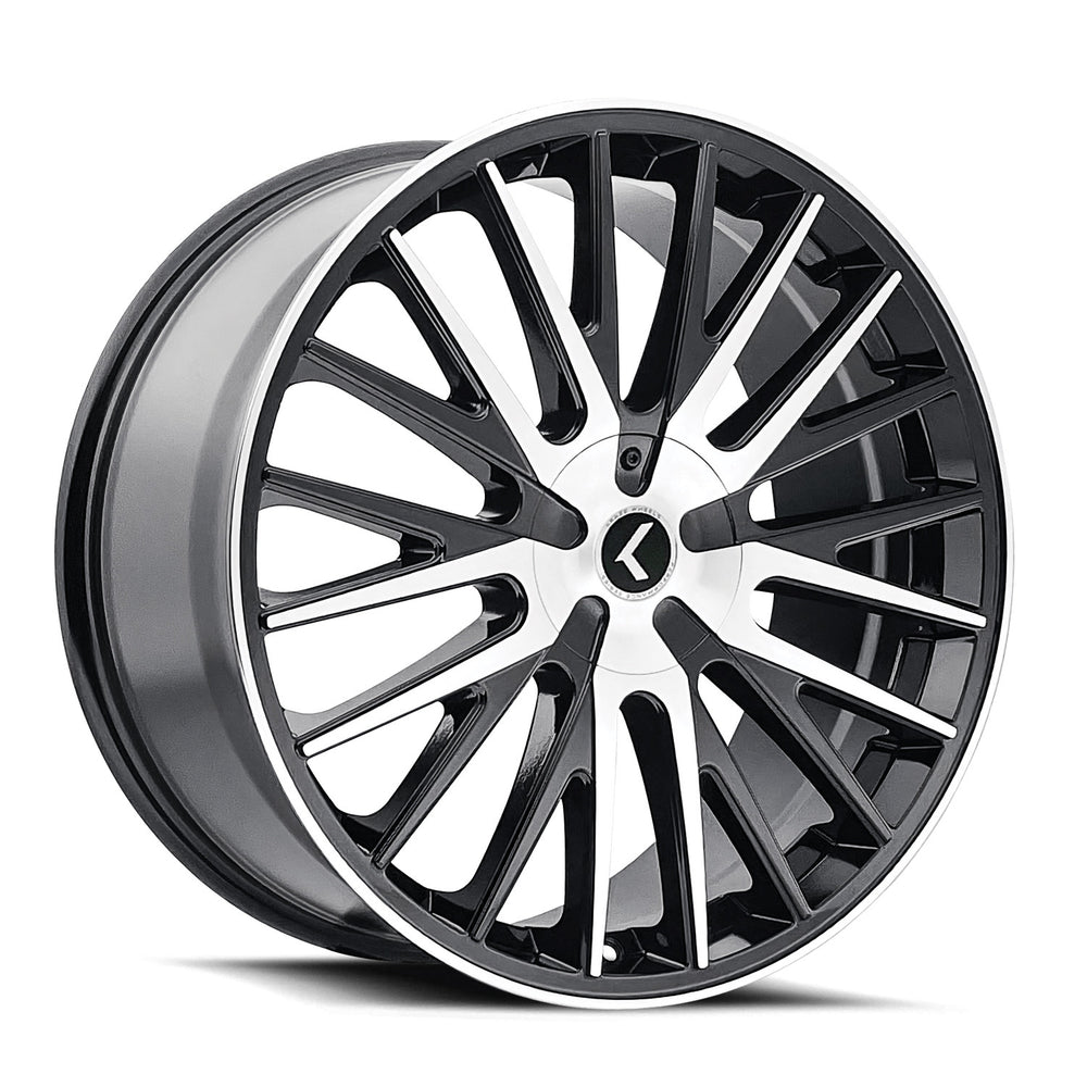 Kraze KR185 Double Down 22x8.5 / 5x108/114.3 BP / 38mm Offset / 73mm Hub Gloss Black Machined Wheel