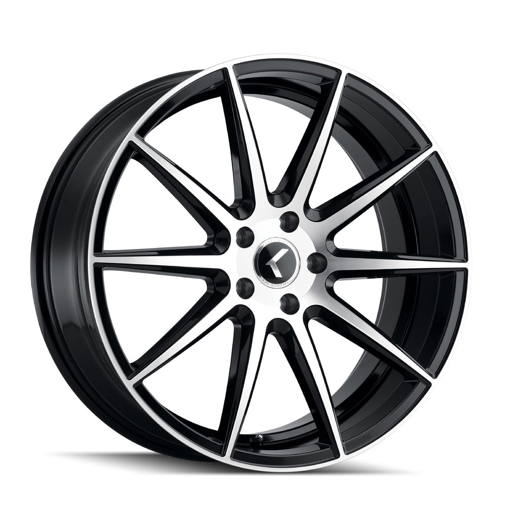 Kraze KR195 Milano 20x8.5 / 5x114.3 BP / 38mm Offset / 72.62mm Hub Gloss Black Machined Wheel