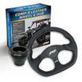 PRP Leather D-Shape Steering Wheel Kit Black with UTV Hub for Polaris RZR Can Am X3 Arctic Cat Wildcat EZ-GO GEM John Deere Gator KG240-01