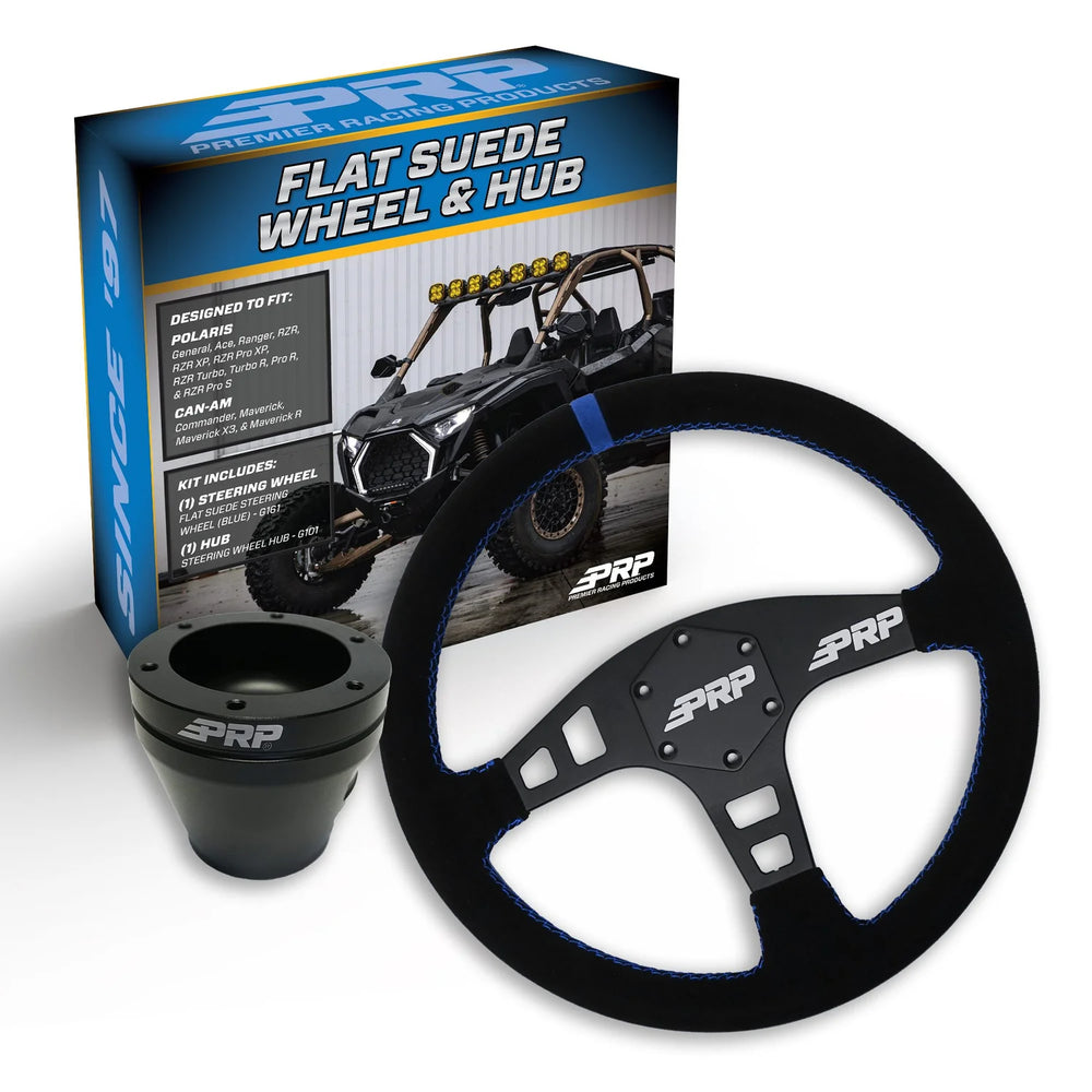 PRP Flat Suede Steering Wheel Kit Blue with UTV Hub for Polaris RZR Can Am X3 Arctic Cat Wildcat EZ-GO GEM John Deere Gator KG161-01