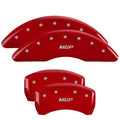 SET OF 4 CALIPER COVERS ENGRAVED FRONT/REAR MGP SILVER CHARACTERS RED POWDER C