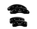 SET OF 4 CALIPER COVERS ENGRAVED FRONT/REAR MGP SILVER CHARACTERS BLACK POWDER