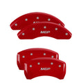 SET OF 4 CALIPER COVERS ENGRAVED FRONT/REAR MGP SILVER CHARACTERS RED POWDER C