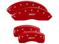 SET OF 4 CALIPER COVERS ENGRAVED FRONT/REAR MGP SILVER CHARACTERS RED POWDER C