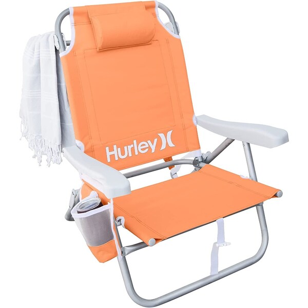 HURLEY DELUXE BACKPACK BEACH CHAIR SOLID PAPAYA
