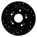R1 97-15 Acura ILX Rear Left Drilled & Slotted Black Brake Rotor