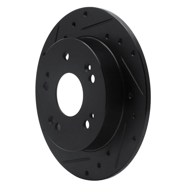 R1 97-15 Acura ILX Rear Left Drilled & Slotted Black Brake Rotor