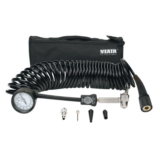 5 IN 1 DEFLATOR/INFLATOR 25 FT. INSIDE BRAIDED COIL HOSE 60 PSI INLINE GAUGE