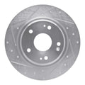 R1 17-20 Honda Civic Coupe Rear Left Drilled & Slotted Silver Brake Rotor