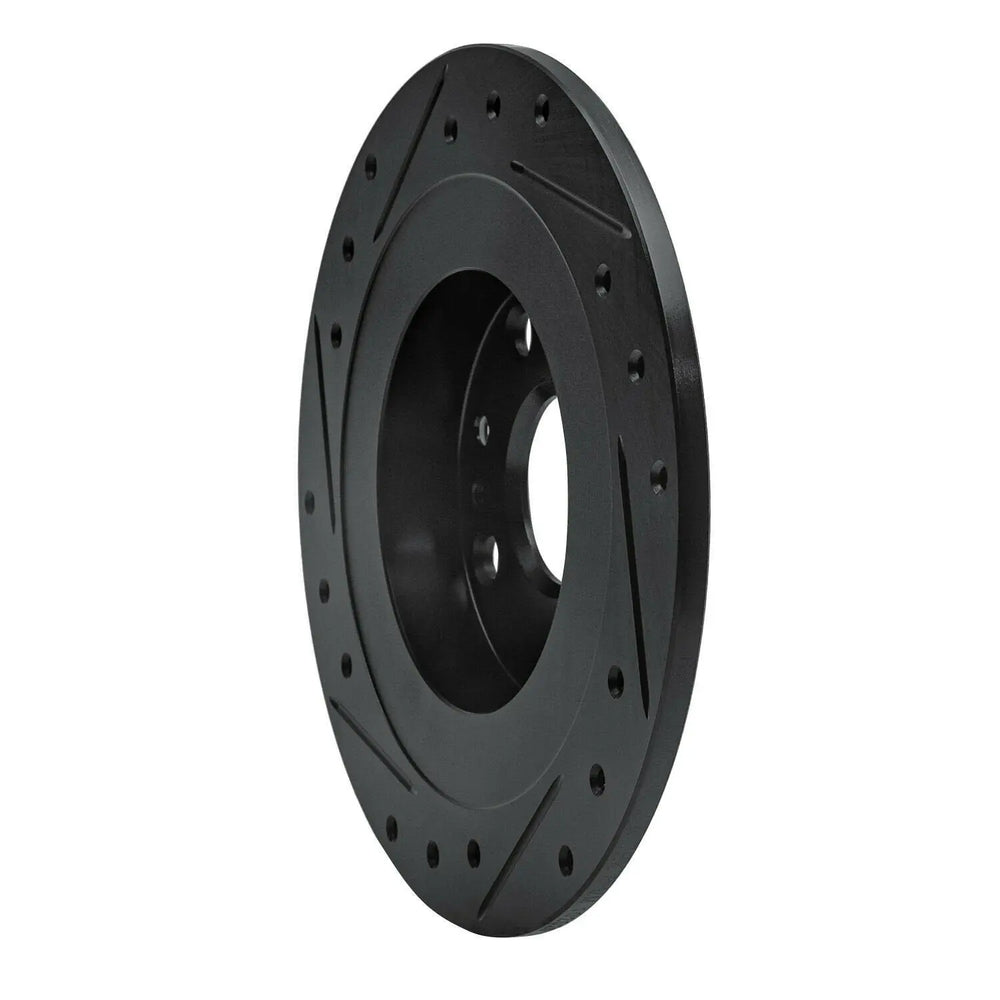 R1 1990-2003 Ford Escort Rear Right Drilled & Slotted Black Brake Rotor