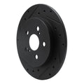 R1 09-24 Lexus CT200H Rear Left Drilled & Slotted Black Brake Rotor