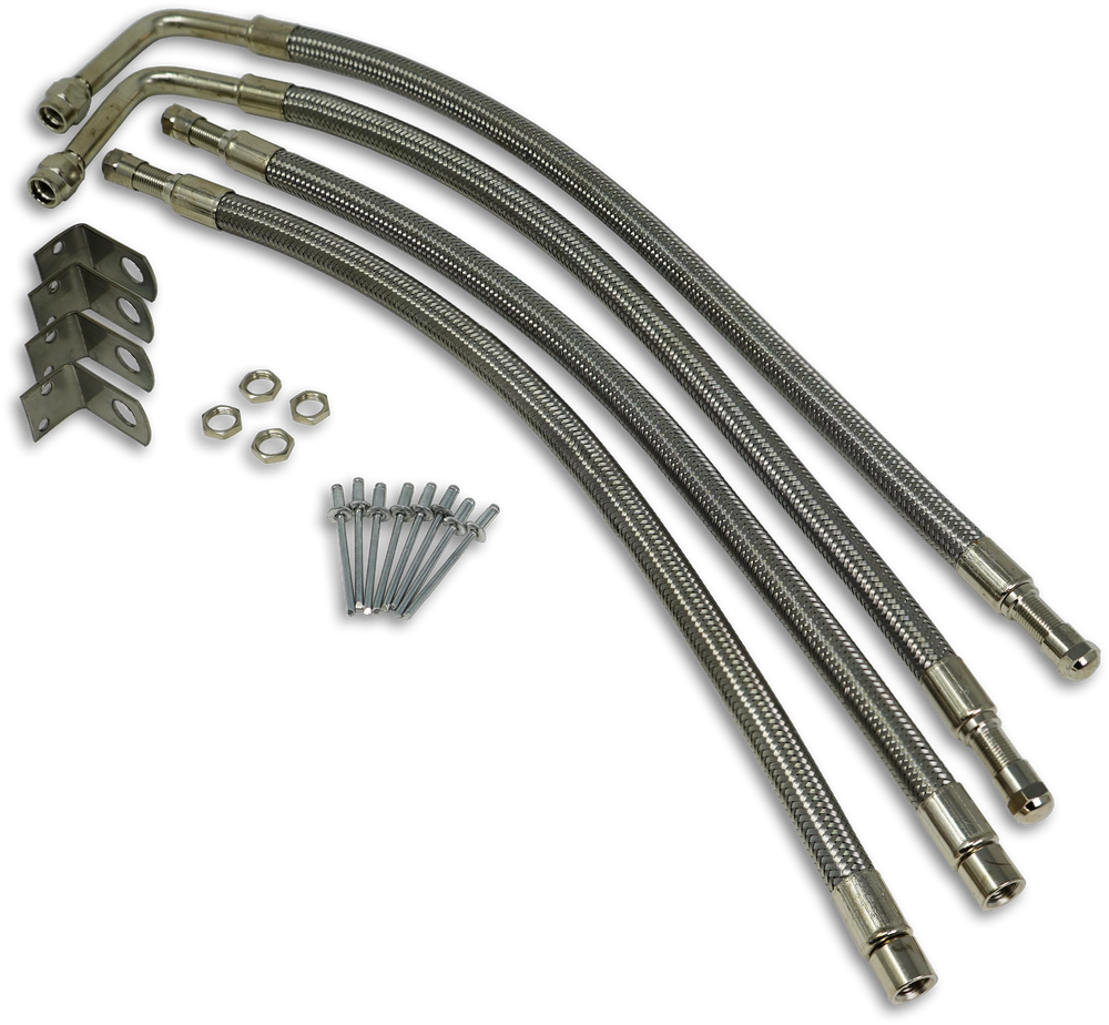TIREMINDER BRAIDED STEEL VALVE EXTENDER KIT FOR 22IN ALUMINUM WHEELS 4 PACK