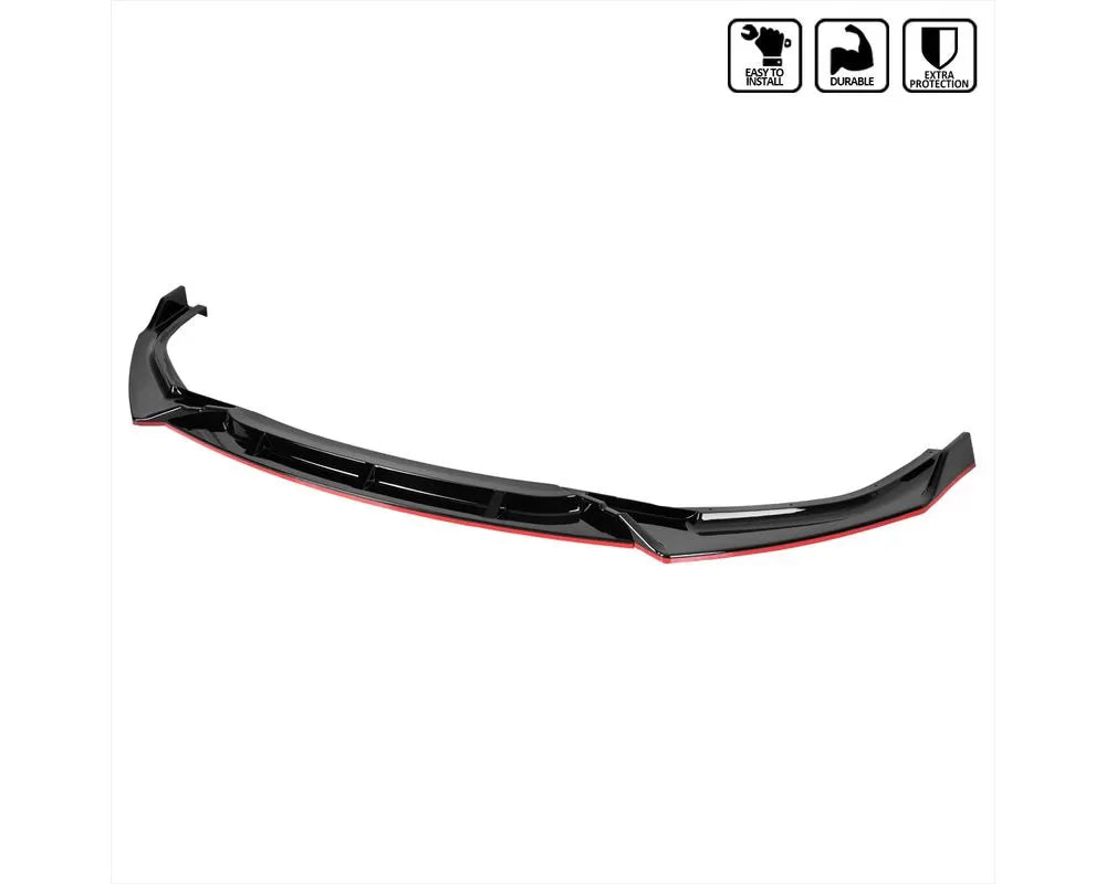 SEDAN FRONT LIP GLOSSYY BLACK WITH RED TRIM