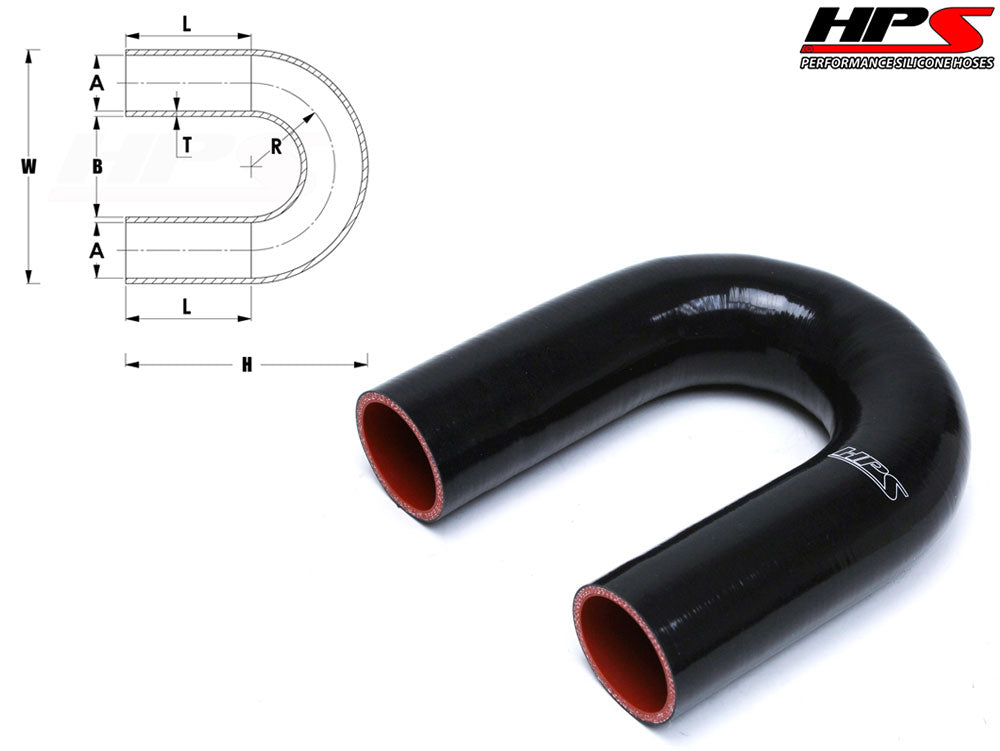 HPS Performance 2 ID High Temp 4-ply Reinforced Silicone 180 Degree U Bend Elbow Coupler Hose Blue (51mm ID)