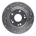 R1 17-20 Honda Civic Coupe Rear Right Drilled & Slotted Silver Brake Rotor