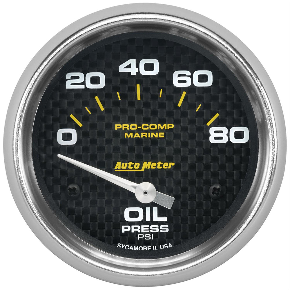 GAUGE OIL PRESSURE 2 5/8IN 80PSI ELECTRIC MARINE CARBON FIBER