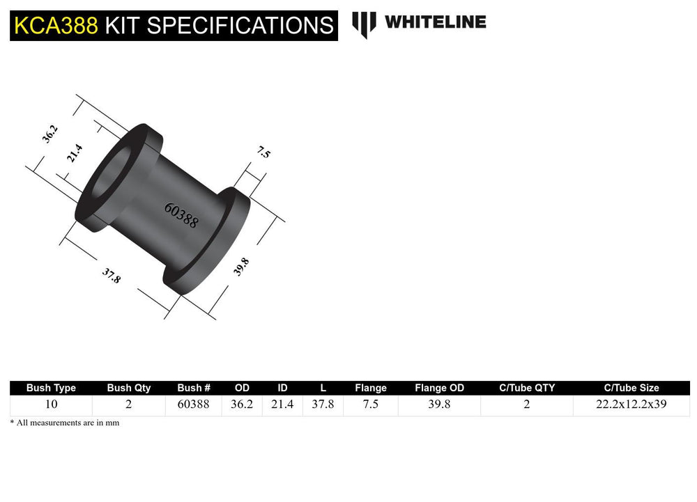 STEERING BUMP STEER CORRECTION KIT REPLACES TOE/CONTROL ARM INNER BUSHING