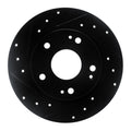 R1 2016-2025 Honda Civic Coupe Rear Left Drilled & Slotted Black Brake Rotor