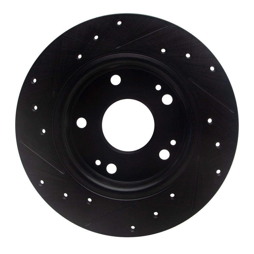 R1 2016-2025 Honda Civic Hatchback Rear Right Drilled & Slotted Black Brake Rotor