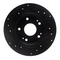 R1 2016-2025 Honda Civic Hatchback Rear Right Drilled & Slotted Black Brake Rotor