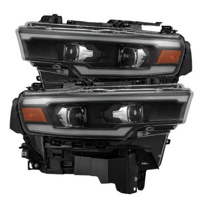 AlphaRex 25-26 Dodge Ram 1500 Luxx LED Proj Headlights -Black w/Activ Lit/ Seq Signal/Switchbk DRL