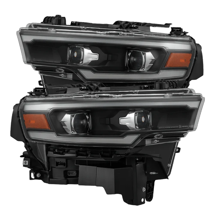 AlphaRex 25-26 Dodge Ram 1500 Luxx LED Proj Headlights -Black w/Activ Lit/ Seq Signal/Switchbk DRL