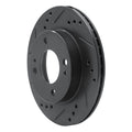 R1 14-15 Mitsubishi Mirage Front Left Drilled & Slotted Black Brake Rotor
