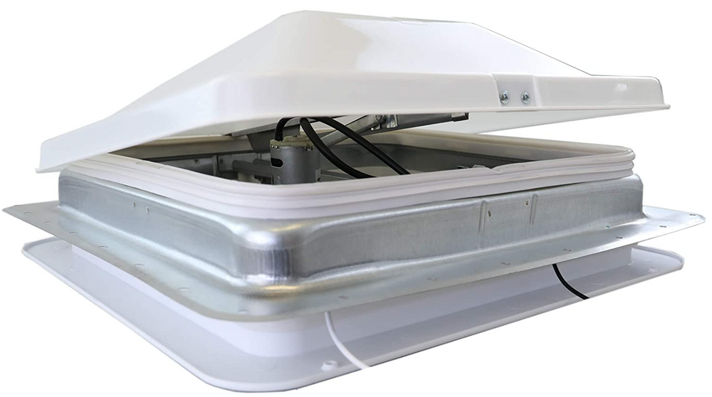 UNIVERSAL VENT 14IN 12V WH LID GALV. COLLAR & 90092 GARNISH IB