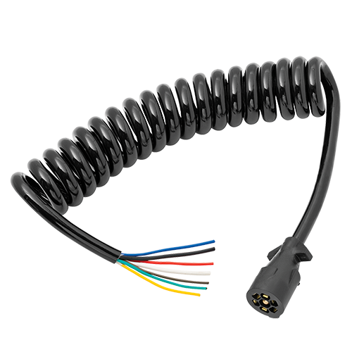 COILED 7WAY 8FT MOLDED TRAILER CONNECTOR