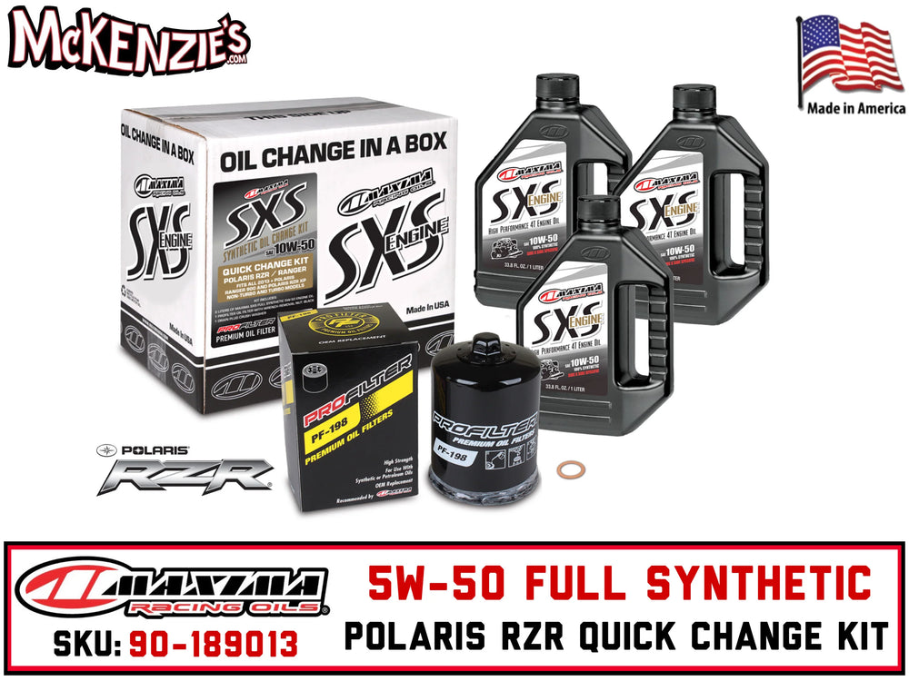 Maxima SXS Polaris Turbo Quick Change Kit w/Full Synthetic 5W50 Engine Oil/Filter/Hardware