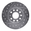 R1 05-25 Audi A3 Rear Right Drilled & Slotted Silver Brake Rotor