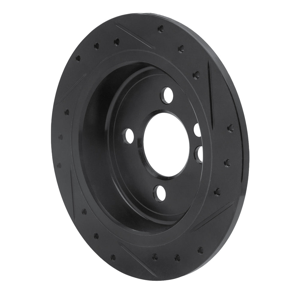 R1 02-15 Mini Cooper (Excl Clubman) Rear Left Drilled & Slotted Black Brake Rotor