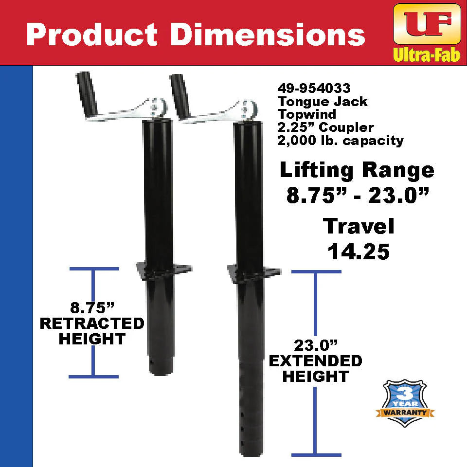 ULTRA TOPWIND TONGUE JACK 2 1/4 IN TUBE 2000 LB. CAPACITYBLACK