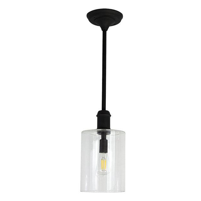 MATTE BLACK PENDANT W CYLINDER GLAS